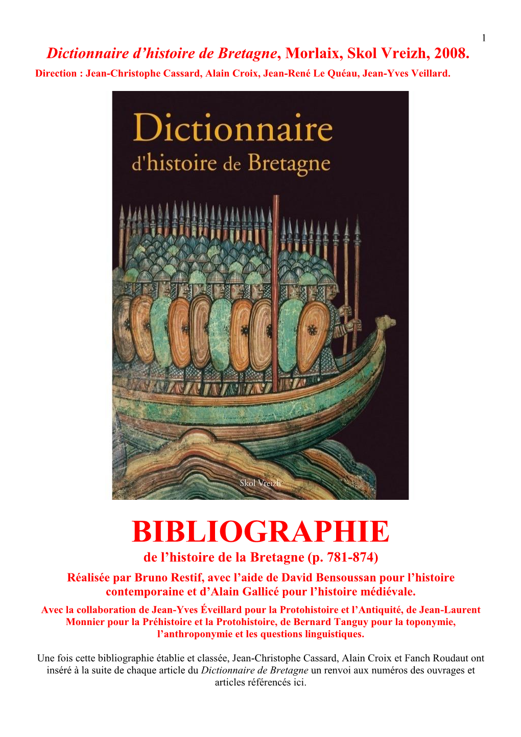 BIBLIOGRAPHIE De L’Histoire De La Bretagne (P