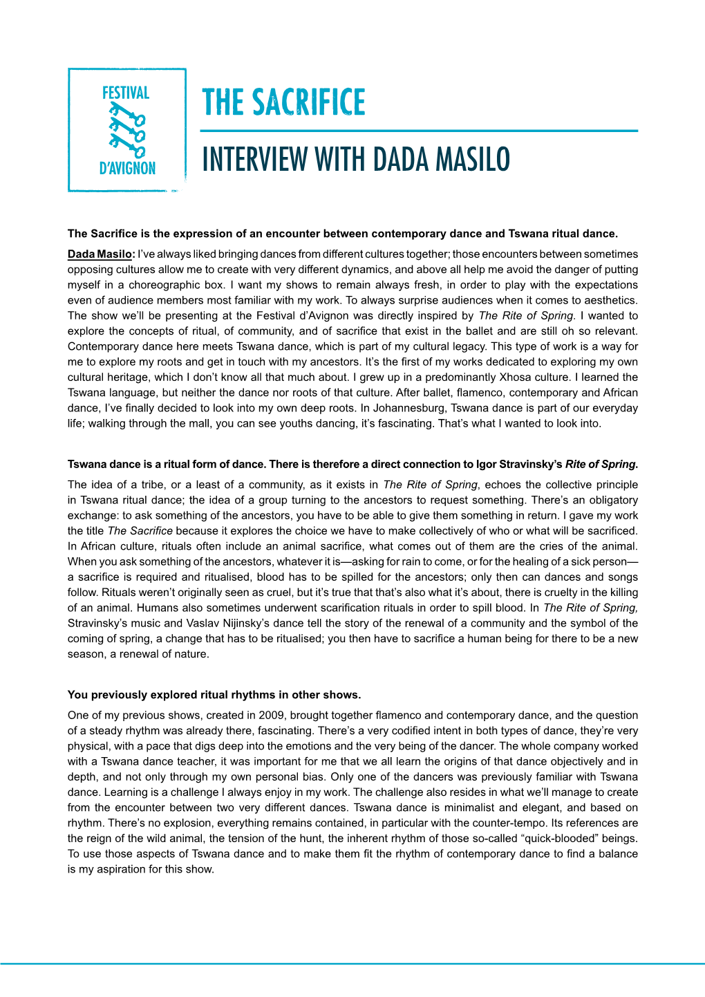 Interview with Dada Masilo