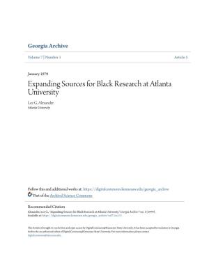 Expanding Sources for Black Research at Atlanta University Lee G