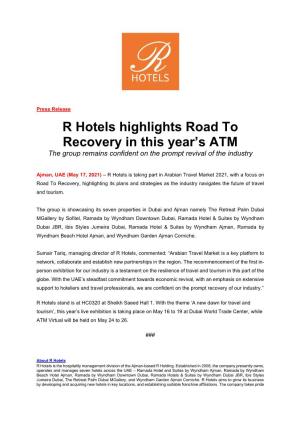 R Hotels Highlights Road to Recovery in This Year's