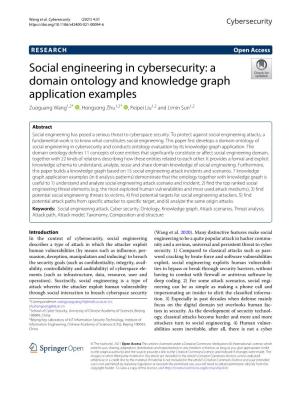 Social Engineering in Cybersecurity: a Domain Ontology and Knowledge Graph Application Examples Zuoguang Wang1,2* , Hongsong Zhu1,2* ,Peipeiliu1,2 and Limin Sun1,2