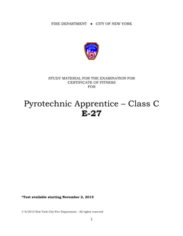 Pyrotechnic Apprentice – Class C E-27
