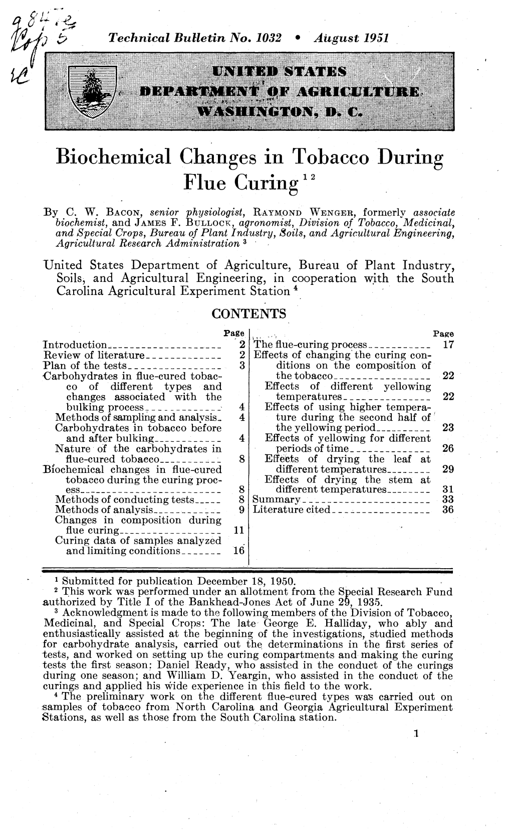 Id Biochemical Changes in Tobacco During Flue Curing^'