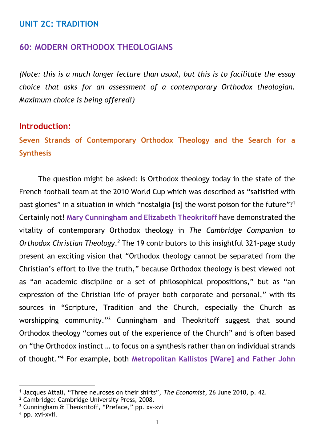 MODERN ORTHODOX THEOLOGIANS Introduction