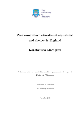 Post-Compulsory Educational Aspirations and Choices in England