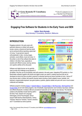 Engaging Free Software for the Early Years And