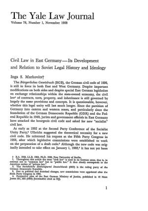 Civil Law in East Germany-Its Development and Relation to Soviet Legal History and Ideology