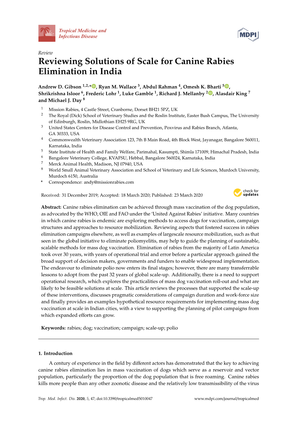 Reviewing Solutions of Scale for Canine Rabies Elimination in India