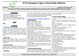 SCIS-Hongqiao Upper School Daily Bulletin