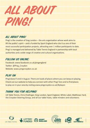 All About Ping! All About Ping! E Work Aims To