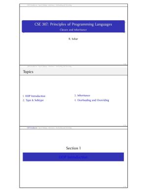 CSE 307: Principles of Programming Languages Classes and Inheritance