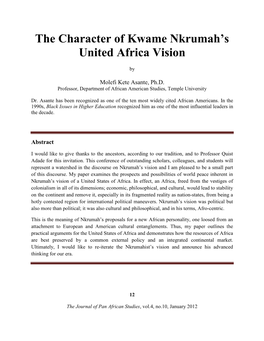 The Character of Kwame Nkrumah's United Africa Vision