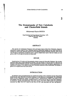 The Stomatopoda of New Caledonia and Chesterfield Islands