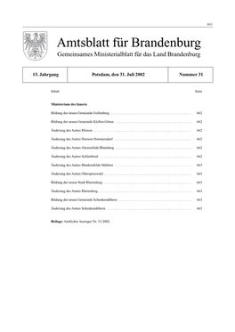 Amtsblatt Für Brandenburg, 2002, Nummer 31, Seiten