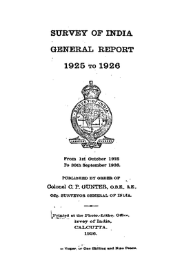 Survey of India General Report 1925 to 1926