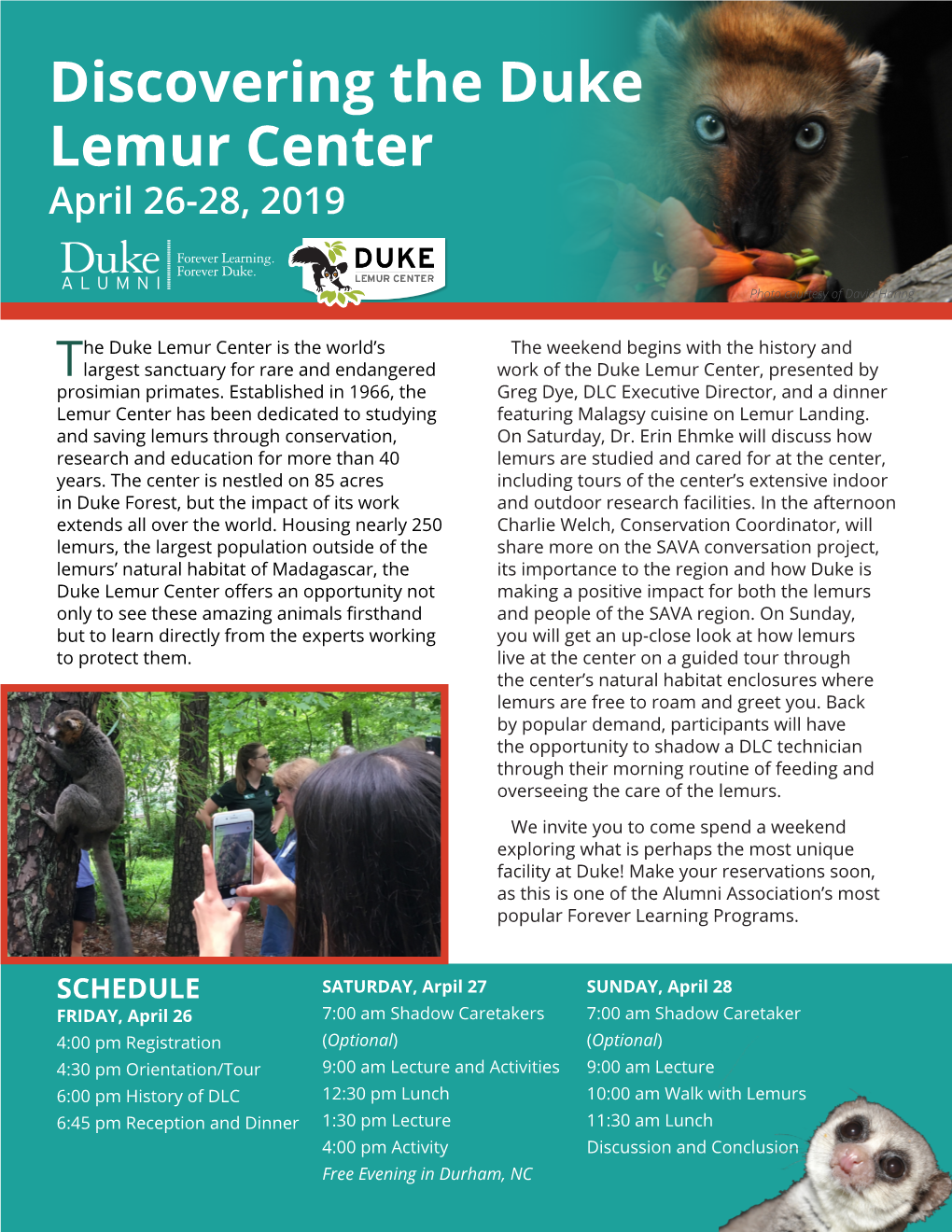 Discovering the Duke Lemur Center April 26-28, 2019