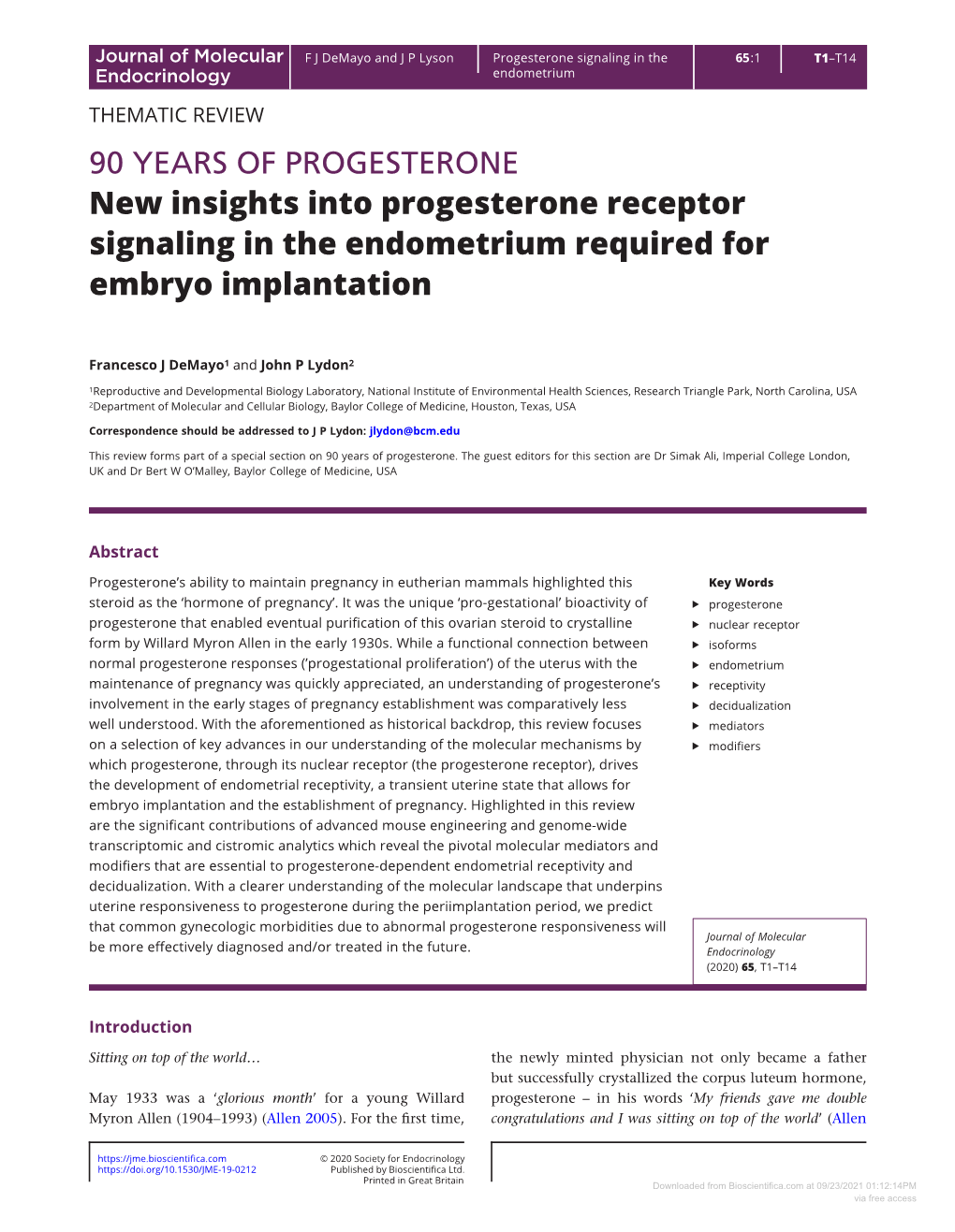 New Insights Into Progesterone Receptor Signaling in the Endometrium Required for Embryo Implantation