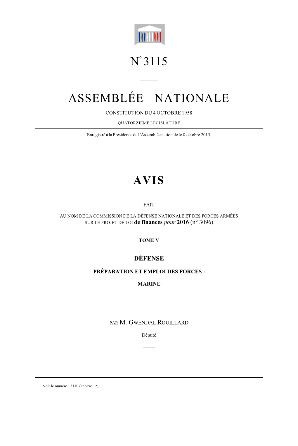 N° 3115 Assemblée Nationale