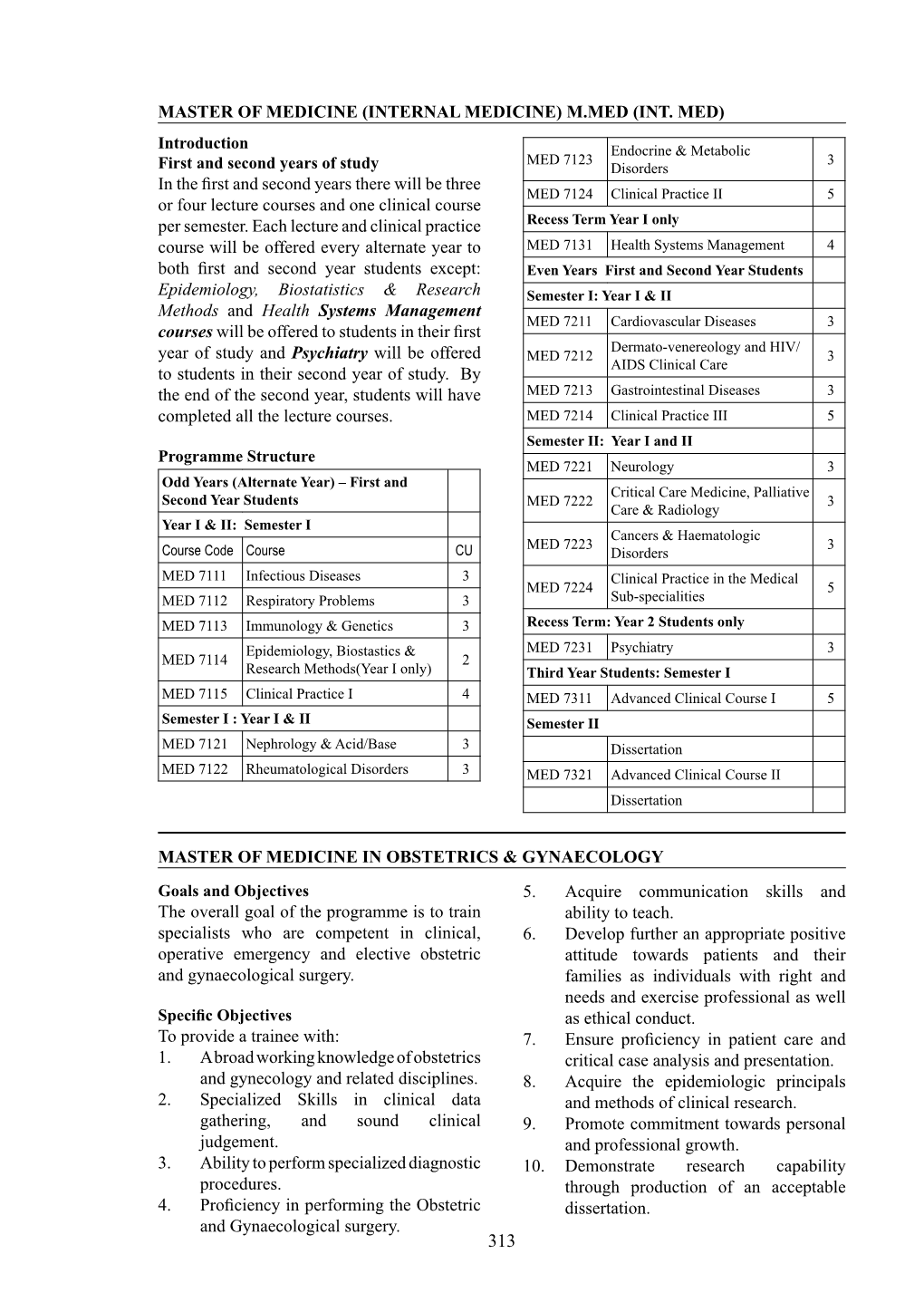 (Int. Med) Master of Medicine in Obstetrics & Gynaecology