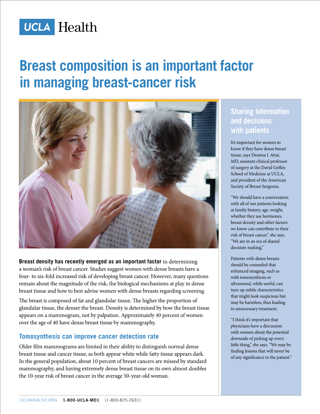 Breast Composition Is an Important Factor in Managing Breast-Cancer Risk