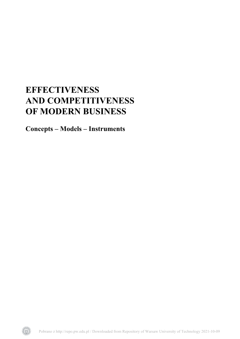 Effectiveness and Competitiveness of Modern Business