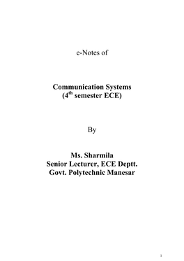 Communication Systems (4Th Semester ECE)