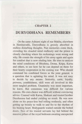 Duryodhana Remembers