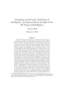 By Martin Ford in the Light of the SP Theory of Intelligence