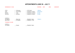 Appointments June 30 -- July 1