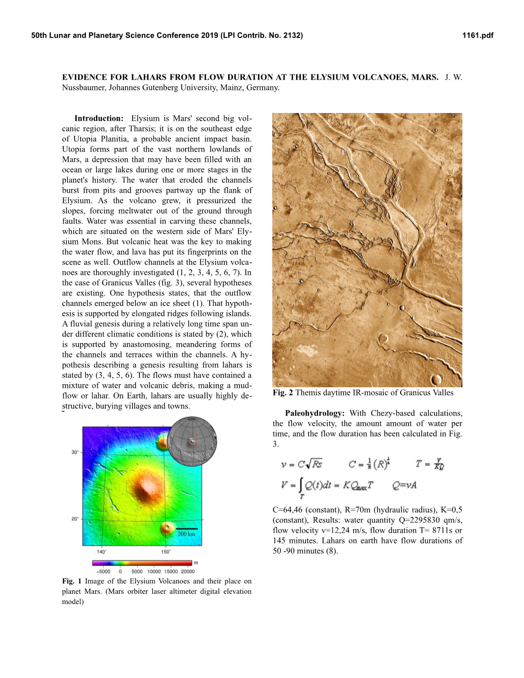 Evidence for Lahars from Flow Duration at the Elysium Volcanoes, Mars