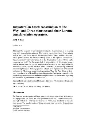 And Dirac Matrices and Their Lorentz Transformation Operators