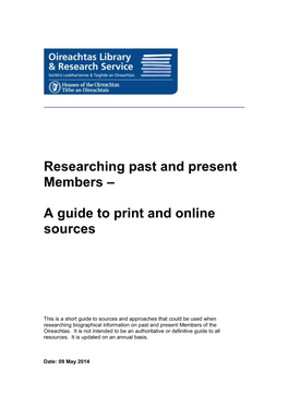 Researching Past and Present Members – a Guide to Print And