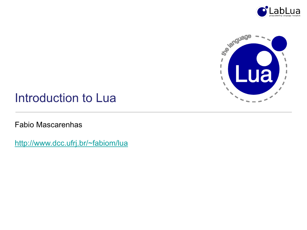 Introduction to Lua