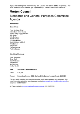 (Public Pack)Agenda Document for Standards and General Purposes
