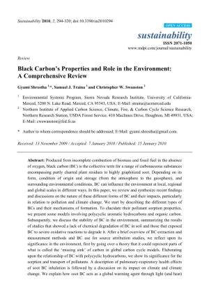 Black Carbon's Properties and Role in the Environment