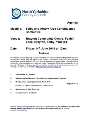 Agenda Meeting: Selby and Ainsty Area Constituency Committee Venue