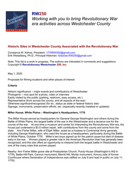 RW250 Working with You to Bring Revolutionary War Era Activities Across Westchester County
