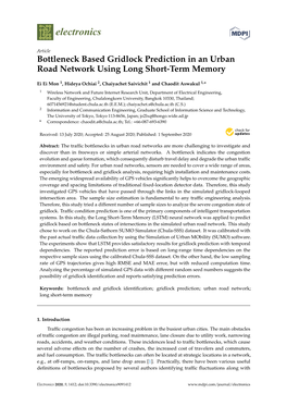 Bottleneck Based Gridlock Prediction in an Urban Road Network Using Long Short-Term Memory