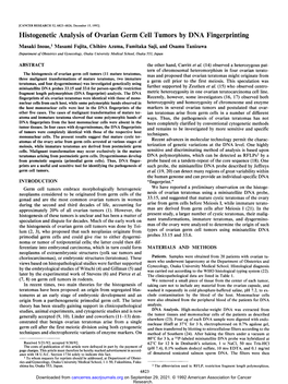 Histogenetic Analysis of Ovarian Germ Cell Tumors by DNA Fingerprinting