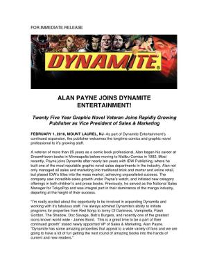 Alan Payne Joins Dynamite Entertainment!