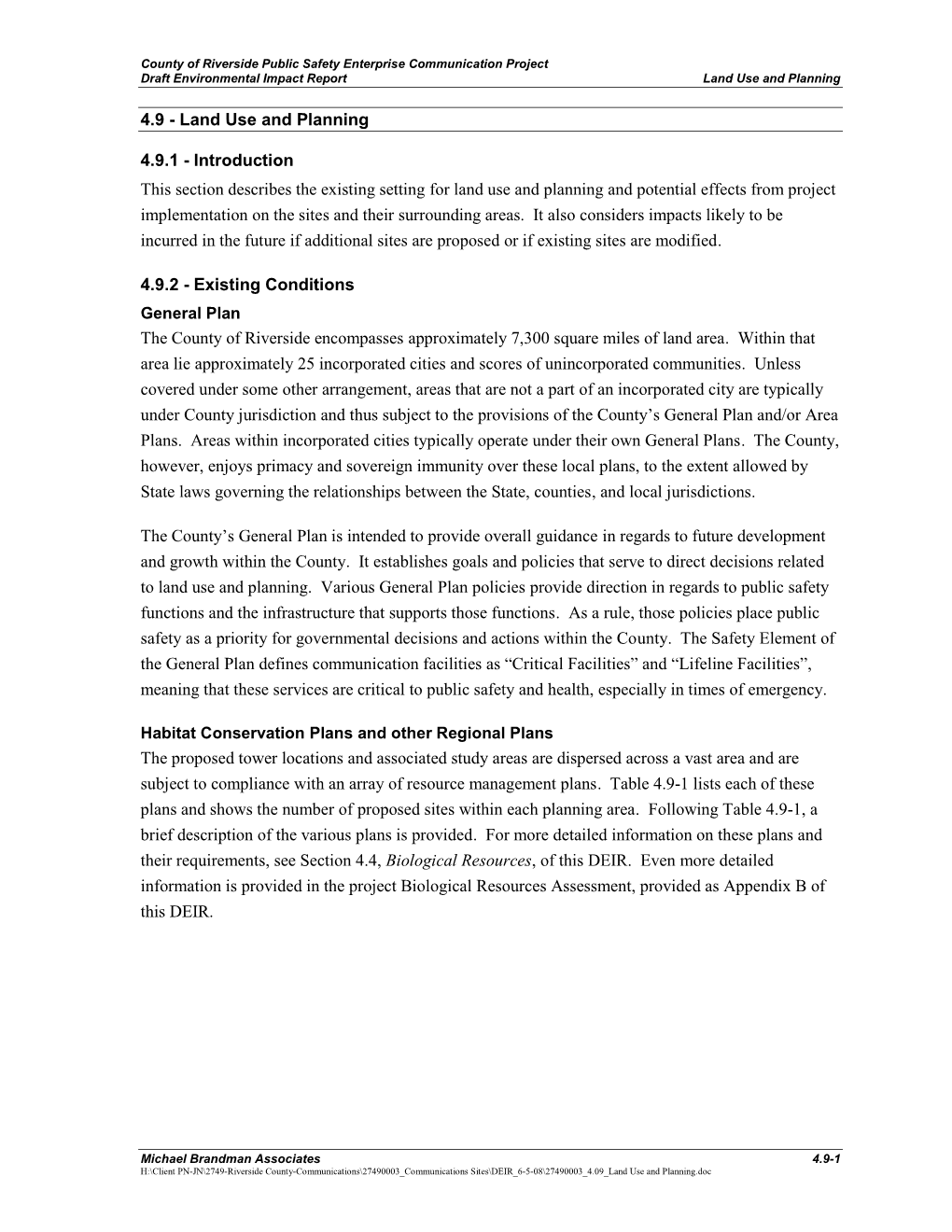 Land Use and Planning 4.9.1