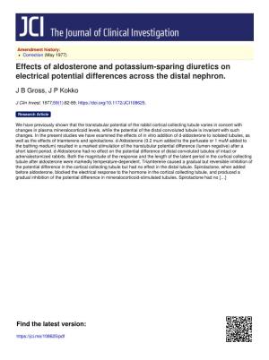 Effects of Aldosterone and Potassium-Sparing Diuretics on Electrical Potential Differences Across the Distal Nephron