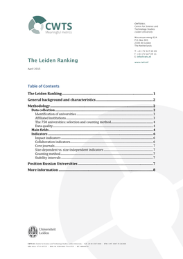 The Leiden Ranking