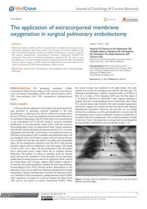 The Application of Extracorporeal Membrane Oxygenation in Surgical Pulmonary Embolectomy
