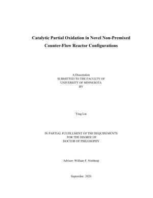 Catalytic Partial Oxidation in Novel Non-Premixed Counter-Flow Reactor Configurations