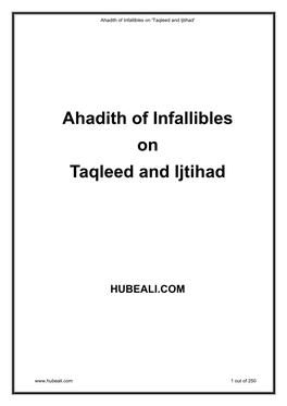 Ahadith of Infallibles on Taqleed and Ijtihad