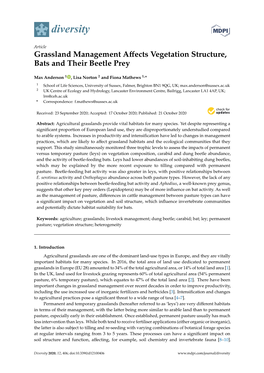 Grassland Management Affects Vegetation Structure, Bats And