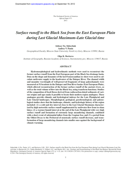 Surface Runoff to the Black Sea from the East European Plain During Last Glacial Maximum–Late Glacial Time