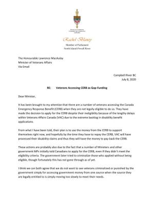 Letter to Minister Macaulay