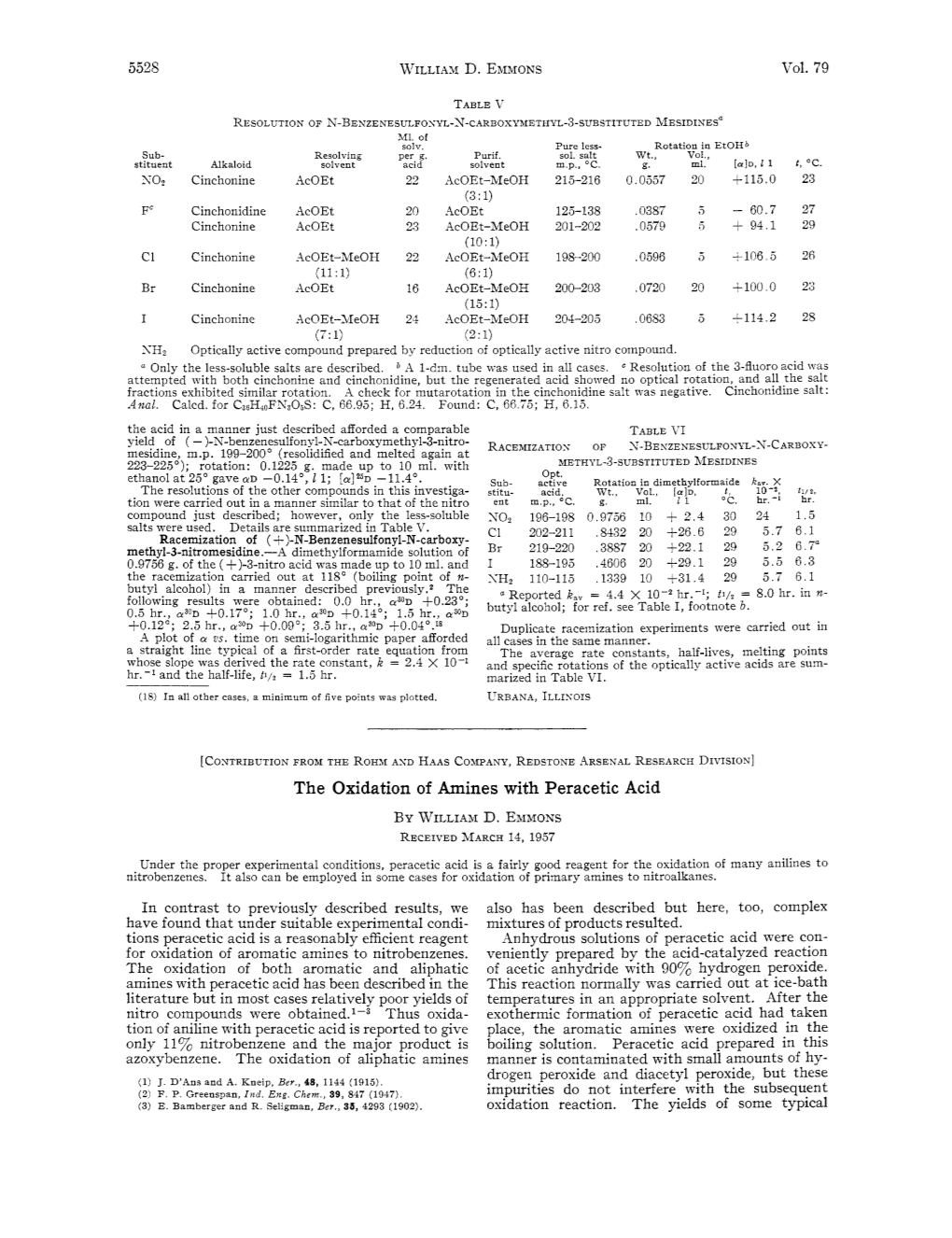 The Oxidation of Amines with Peracetic Acid by WILLIAMD